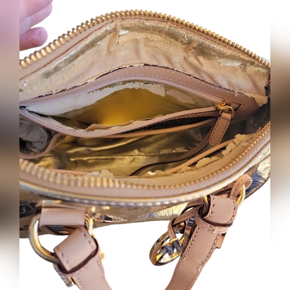 Michael Kors Grayson Sm Satchel Pale Gold Coated Monogram 30S11GYS1Z - Picture 8 of 11